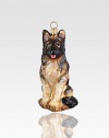 An imposing German shepherd strikes a pose, magnificently detailed from his sweet face to his mottled coat in mouth-blown, hand-painted glass.Glass4H X 2.75W X 1.5DImported