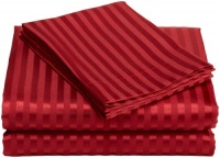 Divatex Home Fashions Royal Opulence Woven Satin Stripe Queen Sheet Set, Red