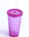 BPA Free 16 oz. Double Wall 2Go Cup with Straw and Lid (Pink)