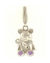 Judith Ripka Sterling Silver Teddy Bear Charm with Pink Heart Feet