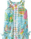 Lilly Pulitzer Girls 2-6x Little Lilly Lace Trimmed Shift Regatta Dress, Multi You Gotta Regatta, 2