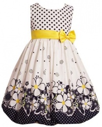 Bonnie Jean Little Girls Size 4 White Black Dot Flower Easter Dress