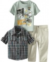 Kenneth Cole Baby-Boys Infant Plaid Shirt with Tee and Jean, Assorted, 24 Months