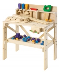 Mr. Fix-it. Perfect for little carpenters, this 38-pc Wooden Work Bench and play set from TreeHaus helps kids develop hand-eye coordination while teaching basic tool-working skills.