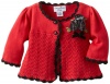 Hartstrings Baby-Girls Newborn Crochet Fly Away Cardigan Sweater, Red, 0-3 Months