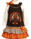 Bonnie Jean Girls 2-6X Turkey Applique Corduroy Jumper Set, Brown, 5