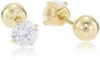 14k Yellow Gold Reversible Cubic Zirconia Stud Earrings