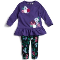 Guess Girls 2T-6X Floral Sweatshirt with Leggings (3T, Purple)