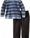 Splendid Littles Baby Boy's Striped Burnout Fleece Sweatshirt, Royal, 18-24