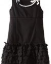 Bloome Girls 7-16 Knit Dress With Pearl Necklace, Black, 10