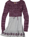 Roxy Kids Girls 7-16 Cozy Up 2-Fer Dress, Grey/Purple, X-Large