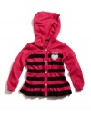 GUESS Kids Girls Hooded Sweater with Sequin Patch, DEEP PINK (3T)