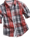 GUESS Kids Boys Big Boy Reverie Plaid Carson Shirt, PLAID (16/18)