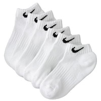 Nike Boy's Performance Low Cut Cushioned Socks (Shoe size: 3Y-5Y, White)