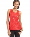 Get the party started in this petite sequined tank from Elementz!