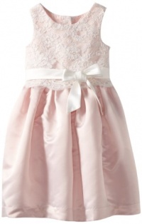 Us Angels Girls 2-6X Lace Overlay with Satin Skirt, Ivory/Blush Pink, 2T