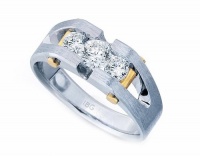 14k Two-tone Gold 3/4ct tw Three Stone Diamond Ring. Finger Size 9