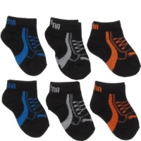 Puma Kids Socks for Boys 6 Pack Low Cut (Baby-4T) Black/ Blue, 12-24 Months