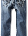 True Religion Boys 2-7 Jack Slim Fit Naturaline Super T With Dusted Orange Bartacks And Back Label-Wash, Shade Horizons, 3