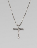 A handsome, utterly modern cross in pure sterling silver. Sterling silver Pendant, about 1½ long Necklace, about 20 long Imported 