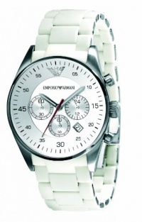 Emporio Armani Men's AR5859 Sport White Silicone Silver Chronograph Dial Watch