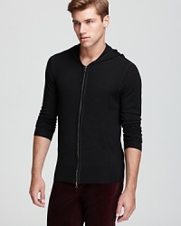 Plush in superfine merino wool, this cool hoodie offers the best of both worlds: sporty comfort with a sleek design.