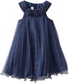 Bonnie Jean Girls 2-6X Dot Crystal Pleat Dress, Blue, 6X