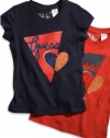 GUESS Kids Girls Little Girl Triangle Heart Tee, ORANGE (4)