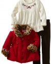 Nannette Baby-girls Infant 3 Piece Animal Print Jacket Set, Red, 18 Months