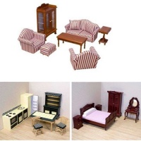 Melissa and Doug Deluxe Dollhouse Furniture Bundle Includes Living Room, Kitchen, and Bedroom Furniture