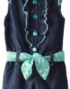 Carter's Watch the Wear Baby-Girls Infant Romper With Ruffles And Cheetah Bow, Medium Blue, 24 Months