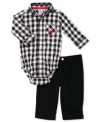 All aboard! He'll be ready to conduct business in this handsome plaid bodysuit and corduroy pant set from Carter's.