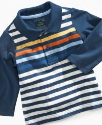 Update his striped style with a colorful twist in this polo shirt from First Impressions.