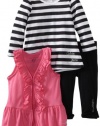 Calvin Klein Baby-girls Infant Vest with Striped Long Sleeve Top And Pant, Assorted, 24 Months