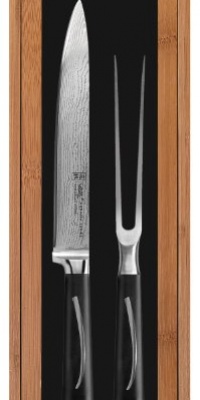 Ginsu Hanaita Series Damascus 33 Layer VG-1 Core Stainless Steel 2 Piece Carving Set with Cryogenic Edge Retention 5905