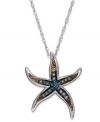 Shine like a star! This pendant, set in sterling silver, gets a glistening touch with blue and green diamond accents (1/10 ct. t.w.) for this whimsical starfish silhouette. Approximate length: 18 inches. Approximate drop: 3/4 inch.