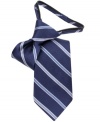 Getting him look good in no time flat with a zipper tie from Nautica made of classic striped silk.