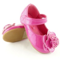 Toddler Girls Mary Jane Ballet Flats w/ Flower Rosette Fuchsia , 7