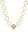 Coralia Leets Jewelry Design Riviera Collection 20mm Plain Link Necklace Rose Quartz