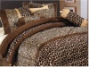 7 Piece Safari - Zebra - Giraffe Print Brown Micro Fur Comforter Set, Bed in Bag, King Size