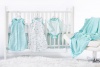 SwaddleDesigns 6 Piece zzZipMe Sack Crib Bedding Set with Crib Skirt with Cozy Blanket for Parents, Turquoise, 3-6 Months