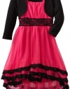 Hype Girls 7-16 Mesh Shrug Dress, Magenta, 14