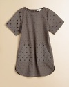 She'll be the star of the playground in a look-at-me dress that combines small and large polka-dots.Back buttonShort sleevesPull-on styleAngled front patch pocketsKnee-lengthCurved hemCottonMachine washImported