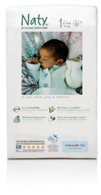 Nature Babycare Chlorine-Free ECO Diapers Size 1 (8-14lbs) (Pack of 4)