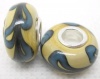 Bleek2sheek Murano Glass Blue & Beige Beads (Set of 2) Fits Pandora