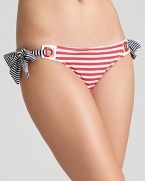 Sail away to your personal paradise in this nautical striped bikini from Nanette Lepore.