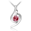 Contessa Bella Fancy Genuine 18k White Gold Plated Pink Swarovski Austrian Crystal Element Beautiful Swirl Women Charm Pendant Necklace Elegant Silver Color Crystal Fashion Jewelry