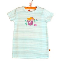 Tangerine Tree Little Girls Organic Aqua Size 5 Stripe Mermaid T-Dress