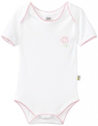 Noa Lily Baby-Girls Newborn Short Sleeve Bodysuit with Embroidered Spring Flowers, White, 9 Months