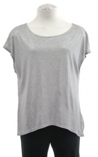 Ella Moss Heather Gray Metallic Striped 'Comos' Jersey Shirt Top X-Small